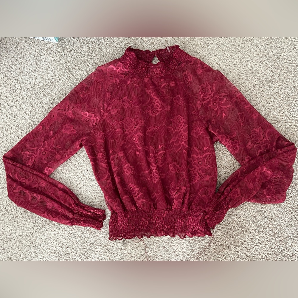 Elegant Lace Burgundy Top